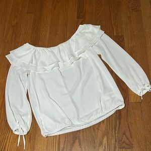 Michael Kors White Ruffle Off-Shoulder Blouse